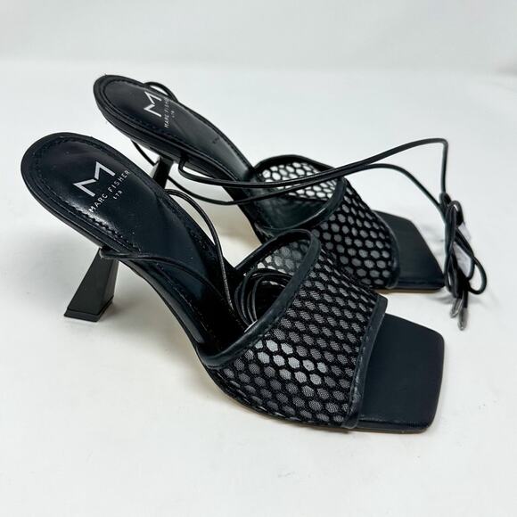 NEW Marc Fisher Dallyn Blk Leather Ankle Strap Slide Sandals Size 6.5 MSRP $150 - Picture 7 of 11
